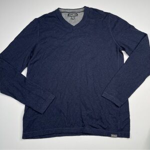 Eddie Bauer Sweater Merino Wool Cotton Navy Blue Outdoor Gorp Office  Tall
